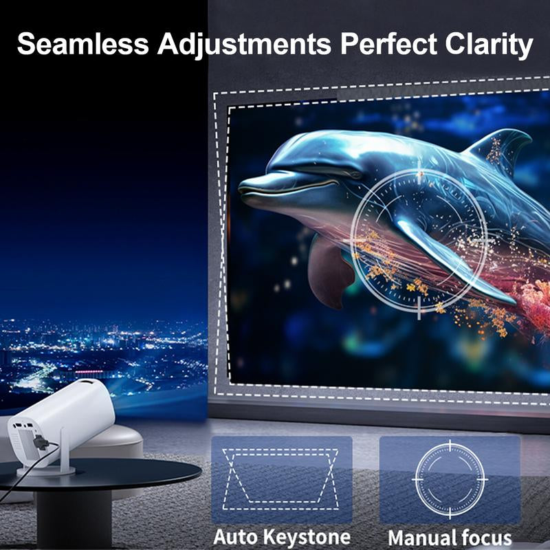 F100 Pro Portable Projector with Android 11, 260 ANSI Lumens, 180° Rotatable Design, BT 5.0 - Home & Outdoor Mini Cinema Companion - Audio