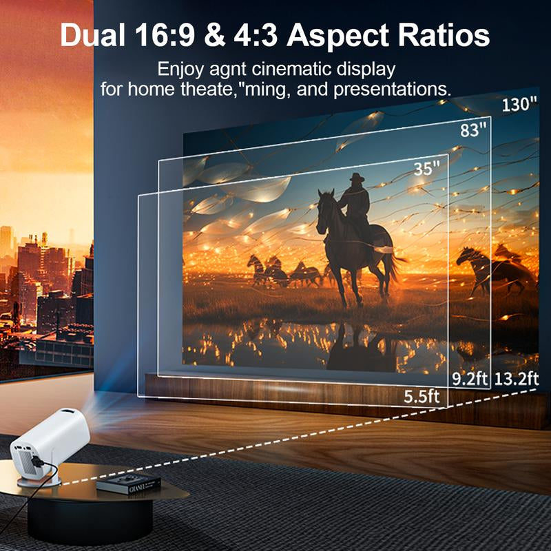 F100 Pro Portable Projector with Android 11, 260 ANSI Lumens, 180° Rotatable Design, BT 5.0 - Home & Outdoor Mini Cinema Companion - Audio