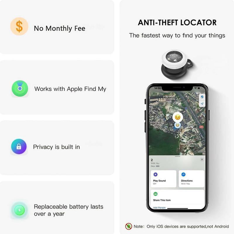 LOZE GPS Tracker, Car GPS Tracker, Mini Tracker, Pet Tracker, Clear Front Design with Weatherproof Case - No Monthly Fees - Best Invisible GPS Tracker, Anti-Lost Device, Works with Apple Find My (Ios Only)