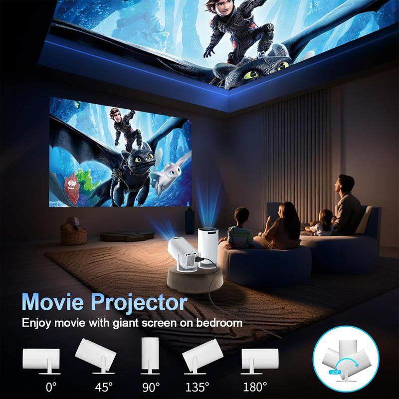 F100 Pro Portable Projector with Android 11, 260 ANSI Lumens, 180° Rotatable Design, BT 5.0 - Home & Outdoor Mini Cinema Companion - Audio