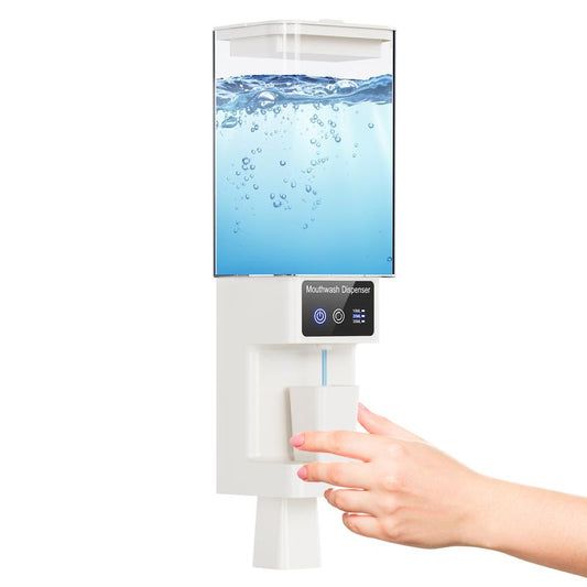 Automatic Mouthwash Dispenser for Bathroom – 700ML Touchless Wall-Mounted & Countertop Electric Dispenser, Rechargeable Mouthwash Dispenser with 3 Adjustable Dispensing Levels & Magnetic Cups
